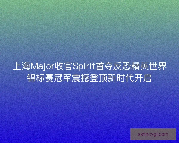 上海Major收官Spirit首夺反恐精英世界锦标赛冠军震撼登顶新时代开启