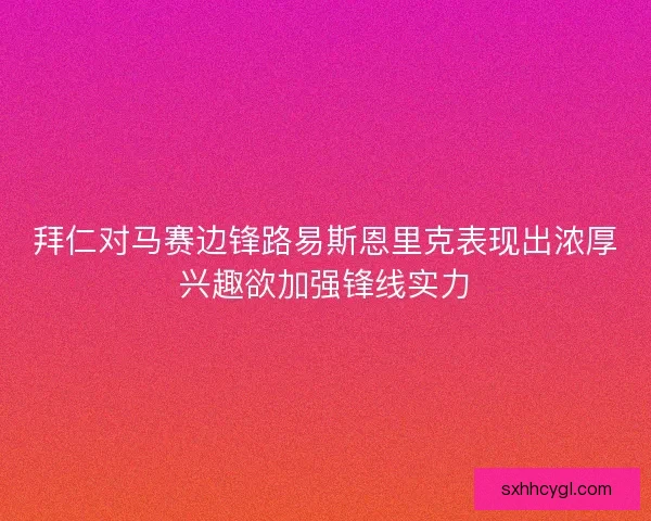 拜仁对马赛边锋路易斯恩里克表现出浓厚兴趣欲加强锋线实力