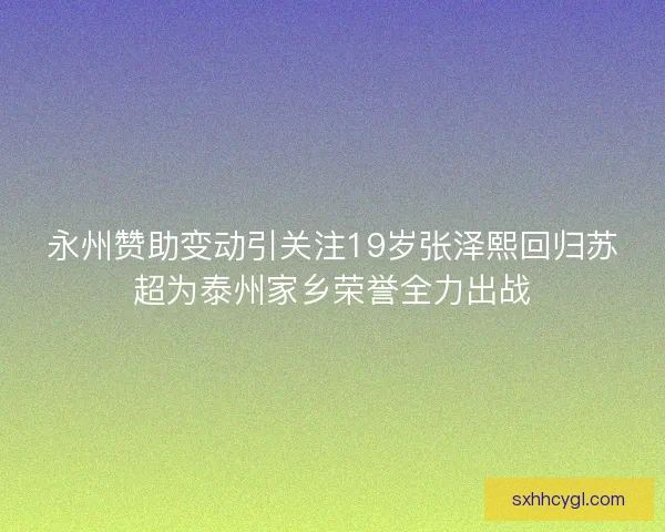 永州赞助变动引关注19岁张泽熙回归苏超为泰州家乡荣誉全力出战